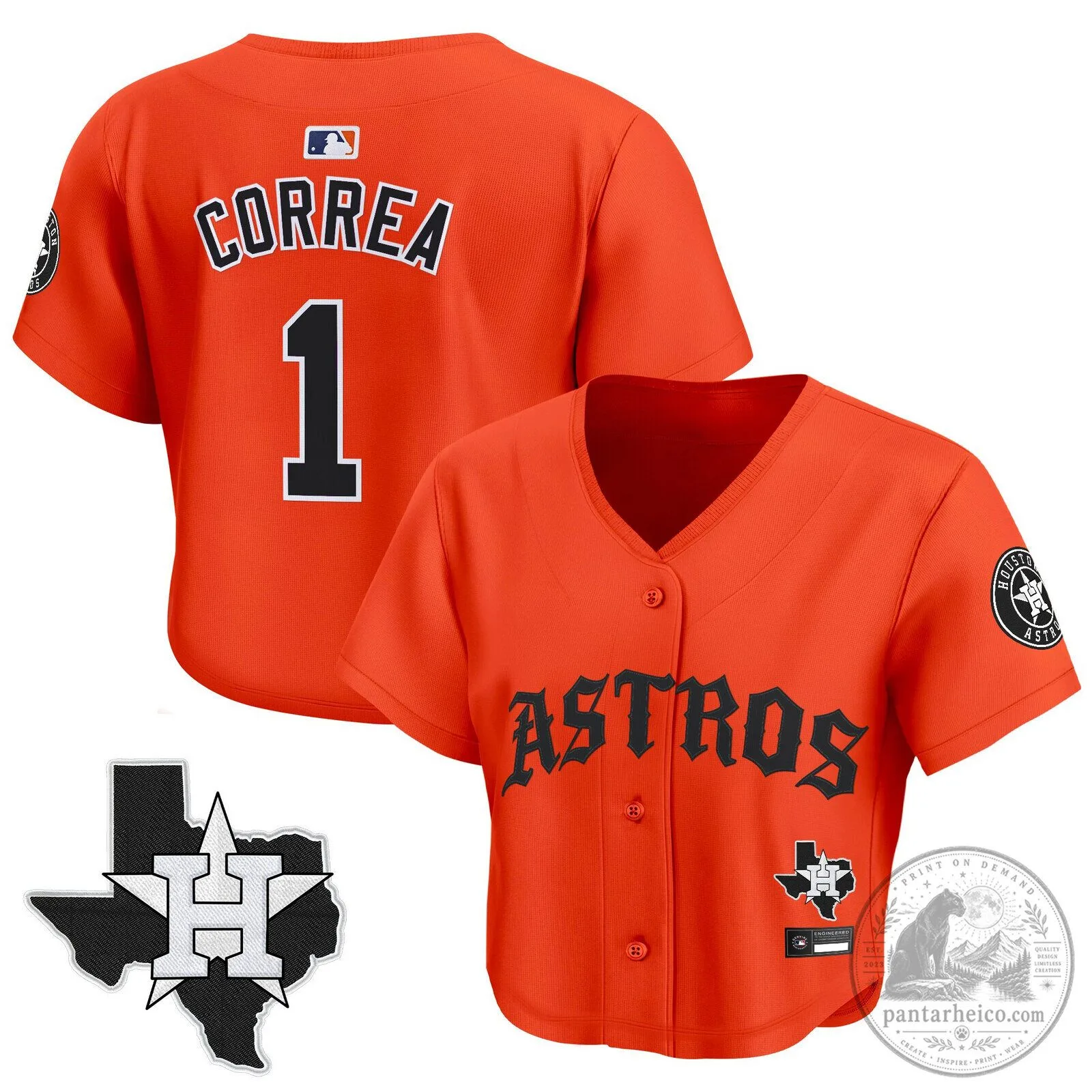 Houston Astros Jose Altuve Black Old English Edition Women's